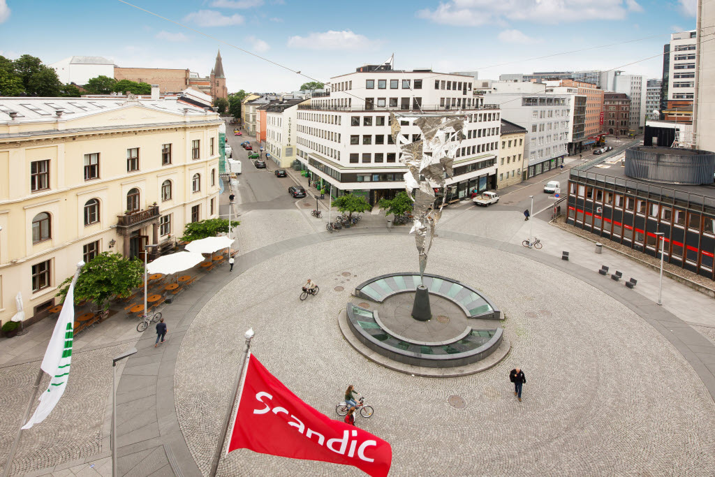 Copyright: Scandic St. Olavs plass. Tord-Erik Andresen.
Utsikt over St. Olavs plass fra hotellet, Scandic St. Olavs plass